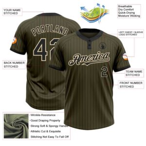 Olive Black Pinstripe Cream Salute To Service Two Button Unisex Softball Jersey Custom Team Softball Jersey 3 lhwvk1.jpg