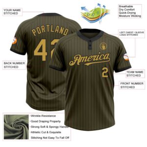 Olive Black Pinstripe Old Gold Salute To Service Two Button Unisex Softball Jersey Custom Team Softball Jersey 3 kzgihj.jpg