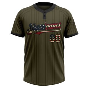 Olive Black Pinstripe Vintage USA Flag Salute To Service Two Button Unisex Softball Jersey Custom Team Softball Jersey 2 nls9jp.jpg