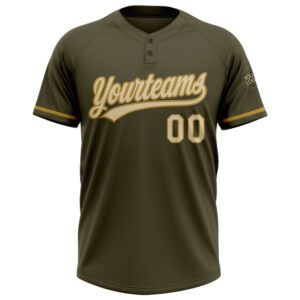 Olive Cream Old Gold Salute To Service Two Button Unisex Softball Jersey Custom Team Softball Jersey 2 n6eenx.jpg