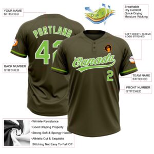 Olive Neon Green White Salute To Service Two Button Unisex Softball Jersey Custom Team Softball Jersey 3 ojuimm.jpg
