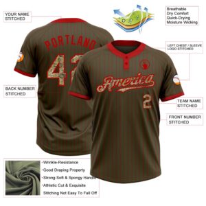 Olive Red Pinstripe Camo Salute To Service Two Button Unisex Softball Jersey Custom Team Softball Jersey 3 xotpme.jpg