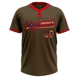 Olive Red Pinstripe Vintage USA Flag Salute To Service Two Button Unisex Softball Jersey Custom Team Softball Jersey 2 ll35ky.jpg