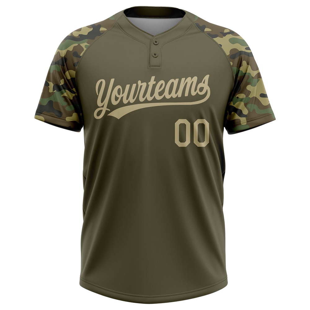 Olive Vegas Gold Camo 3D Pattern Salute To Service Two Button Unisex Softball Jersey, Custom Team Softball Jersey Olive Vegas Gold Camo 3D Pattern Salute To Service Two Button Unisex Softball Jersey, Custom Team Softball Jersey