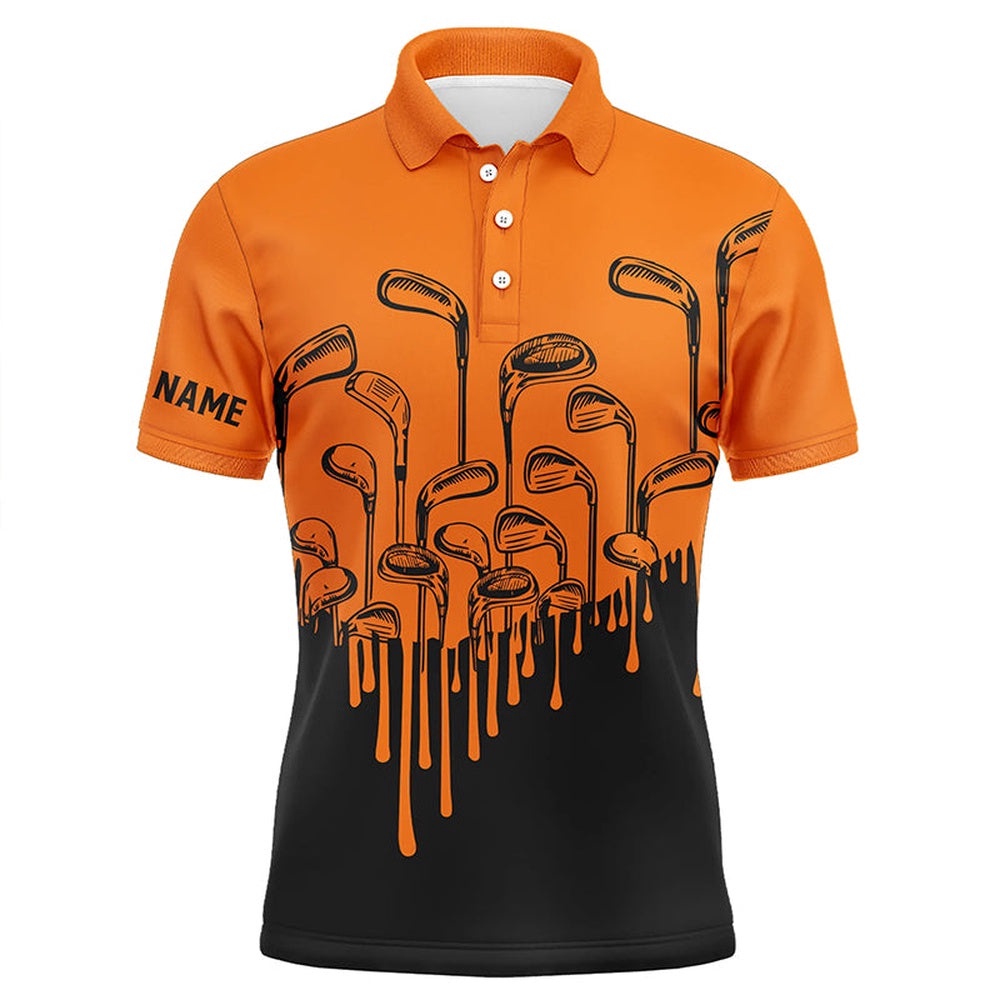 Orange And Black Halloween Golf Clubs Men’s Golf Polo Shirts Custom Male Golf Attire For Men, Golf Polo Shirt, Golf Shirts Orange And Black Halloween Golf Clubs Men’s Golf Polo Shirts Custom Male Golf Attire For Men, Golf Polo Shirt, Golf Shirts
