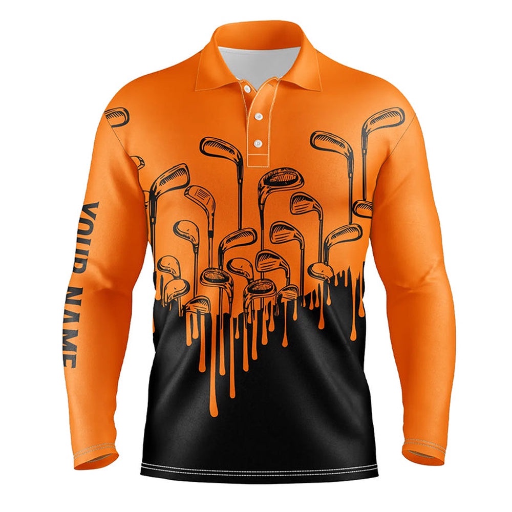Orange And Black Halloween Golf Clubs Men’s Golf Polo Shirts Custom Male Golf Attire For Men, Golf Polo Shirt, Golf Shirts Orange And Black Halloween Golf Clubs Men’s Golf Polo Shirts Custom Male Golf Attire For Men, Golf Polo Shirt, Golf Shirts