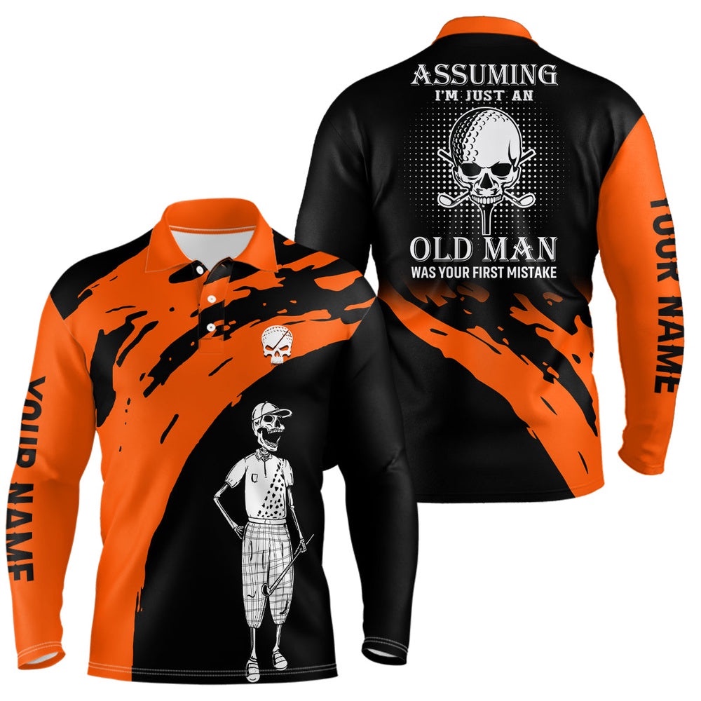 Orange And Black Men’s Skull Custom Golf Polos For Men, Halloween Golf Gifts, Golf Polo Shirt, Golf Shirts Orange And Black Men’s Skull Custom Golf Polos For Men, Halloween Golf Gifts, Golf Polo Shirt, Golf Shirts
