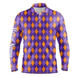 Orange And Purple Argyle Halloween Seamless Pattern Custom Men s Golf Attire For Men Golf Polo Shirt Golf Shirts 2 tng2rw.jpg