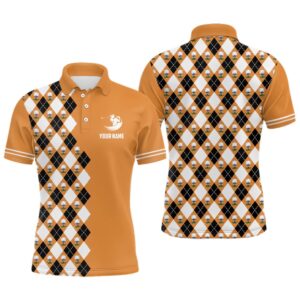 Orange Argyle Pattern Men’s Golf Polo Shirts…