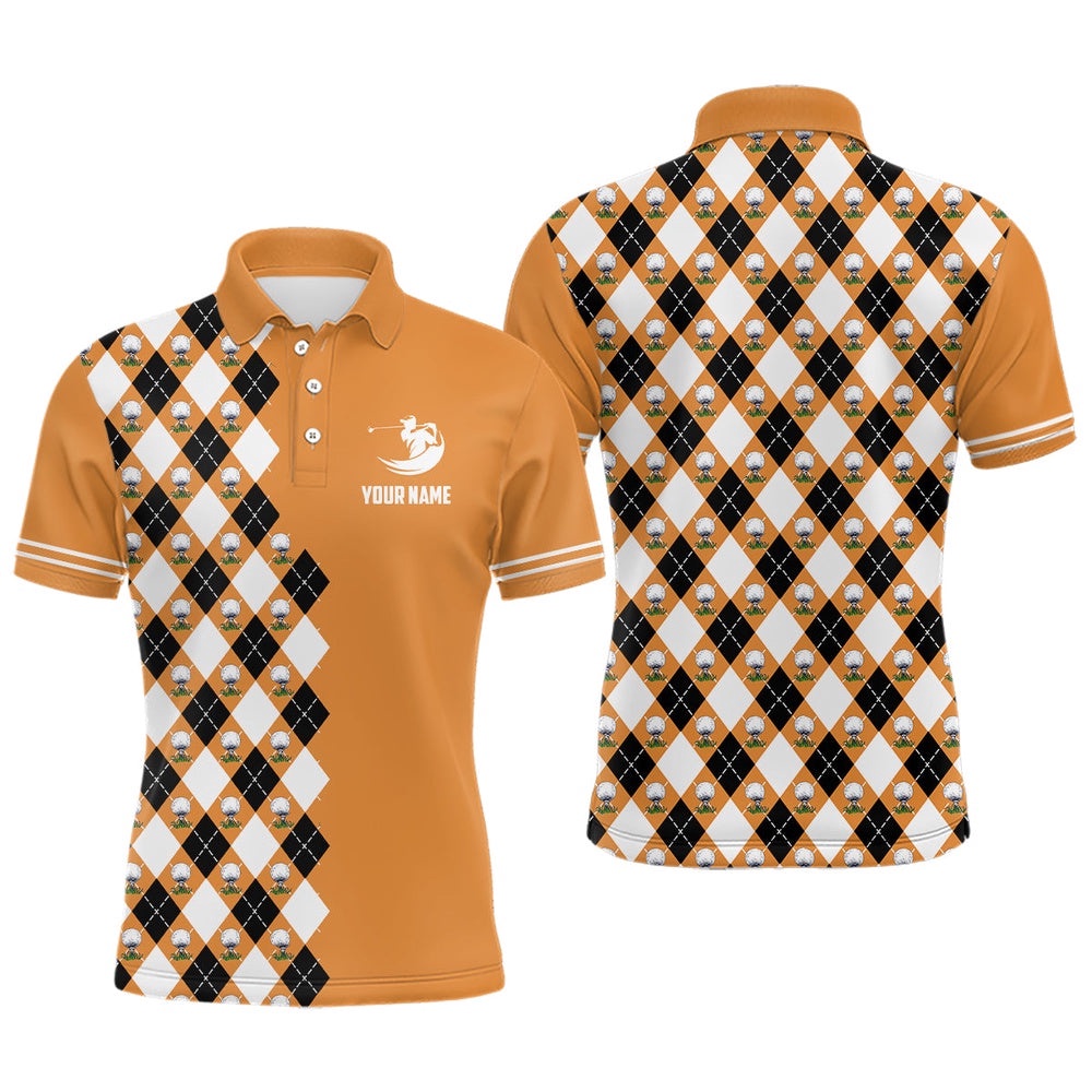 Orange Argyle Pattern Men’s Golf Polo Shirts Personalized Cool Golf Shirts For Men Golf Gifts, Golf Polo Shirt, Golf Shirts Orange Argyle Pattern Men’s Golf Polo Shirts Personalized Cool Golf Shirts For Men Golf Gifts, Golf Polo Shirt, Golf Shirts