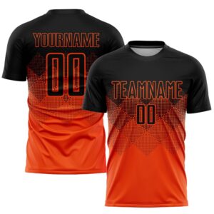 Orange Black Sublimation Soccer Uniform Jersey, Custom…