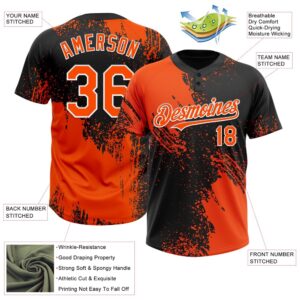 Orange Black White 3D Pattern Abstract Brush Stroke Two Button Unisex Softball Jersey Custom Team Softball Jersey 3 lipvk6.jpg