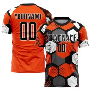 Orange Black White Sublimation Soccer Uniform Jersey,…