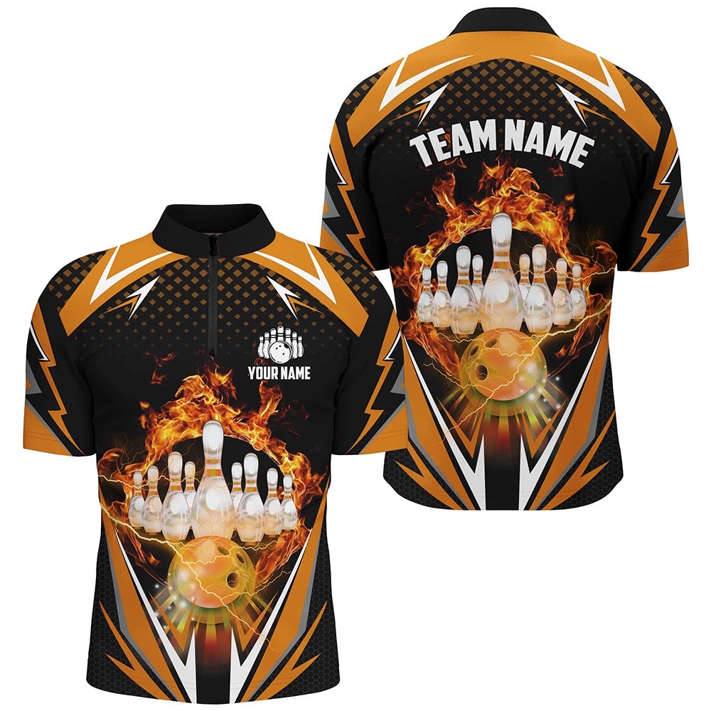 Orange Bowling Shirt Camo Bowling Shirt Customized Flame Bowling Jersey Unisex Zip Shirt For Men, Custom Bowling Team Jersey Shirt Orange Bowling Shirt Camo Bowling Shirt Customized Flame Bowling Jersey Unisex Zip Shirt For Men, Custom Bowling Team Jersey Shirt