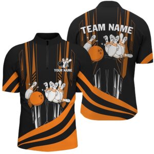 Orange Camo Bowling Shirt Funny Bowling Team…