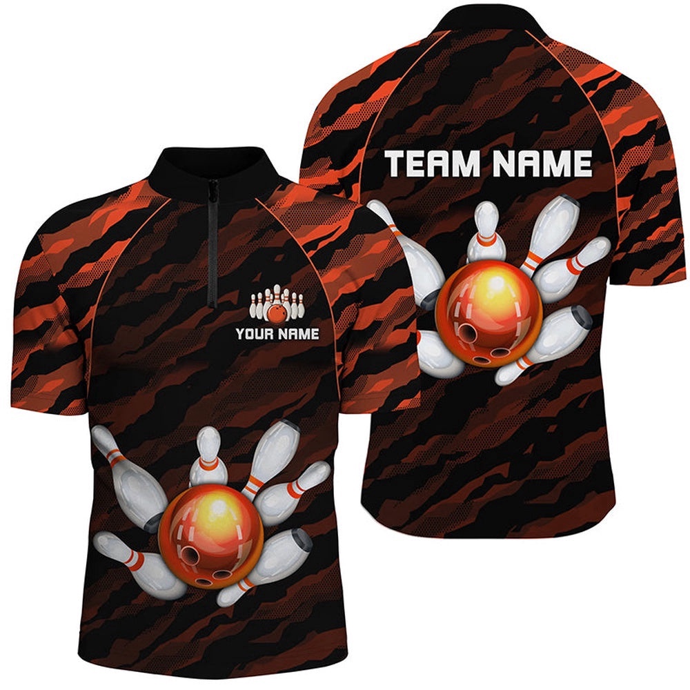 Orange Camo Bowling Shirts Unisex Bowling Team Jersey Men Women, Custom Bowling Team Jersey Shirt Orange Camo Bowling Shirts Unisex Bowling Team Jersey Men Women, Custom Bowling Team Jersey Shirt