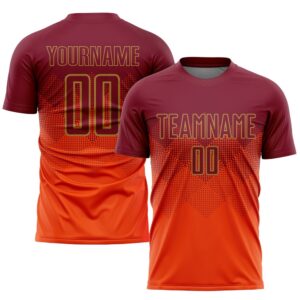 Orange Crimson Old Gold Sublimation Soccer Uniform…