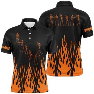 Orange Flame Golf Skeleton Custom Black Men’s…