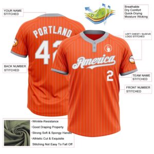 Orange Gray Pinstripe White Two Button Unisex Softball Jersey Custom Team Softball Jersey 3 gbrfjp.jpg