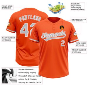 Orange Gray White Two Button Unisex Softball Jersey Custom Team Softball Jersey 3 hpioey.jpg