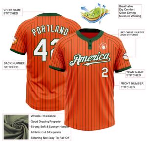 Orange Green Pinstripe White Two Button Unisex Softball Jersey Custom Team Softball Jersey 3 rtemne.jpg