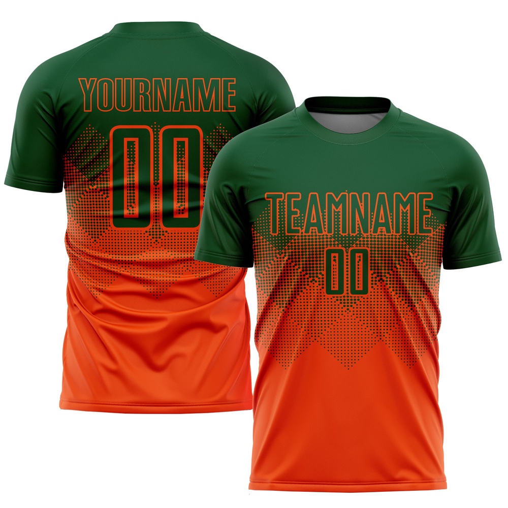 Orange Green Sublimation Soccer Uniform Jersey, Custom Team Soccer Jersey Shirt Orange Green Sublimation Soccer Uniform Jersey, Custom Team Soccer Jersey Shirt