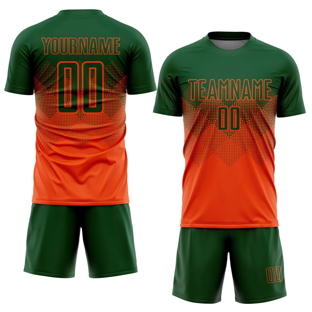 Orange Green Sublimation Soccer Uniform Jersey, Custom Team Soccer Jersey Shirt Orange Green Sublimation Soccer Uniform Jersey, Custom Team Soccer Jersey Shirt