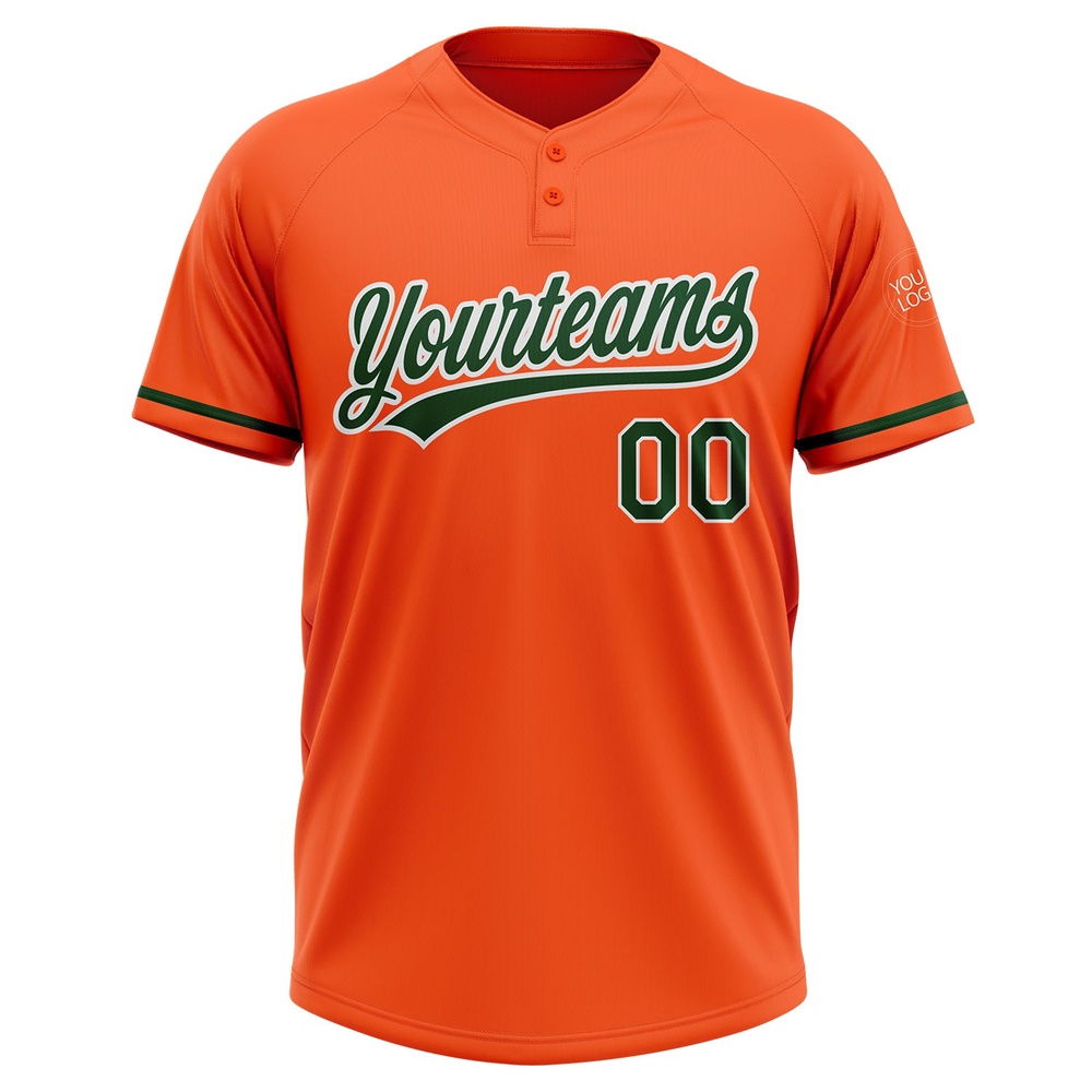 Orange Green White Two Button Unisex Softball Jersey, Custom Team Softball Jersey Orange Green White Two Button Unisex Softball Jersey, Custom Team Softball Jersey