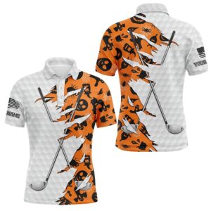 Orange Halloween Golf Pattern White Golf Ball…