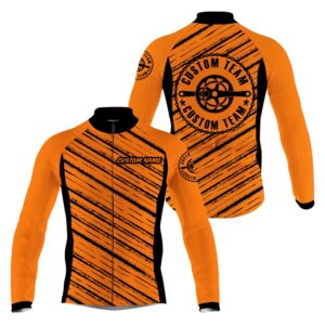 Orange Men Cycling Jersey Custom Name Cycle…