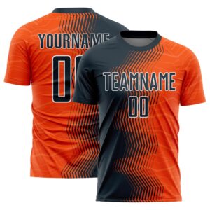 Orange Navy White Gradient Arrow Sublimation Soccer…