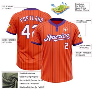 Orange Purple Pinstripe White Two Button Unisex Softball Jersey Custom Team Softball Jersey 3 u19uhj.jpg