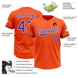 Orange Purple White Two Button Unisex Softball Jersey Custom Team Softball Jersey 3 liftkk.jpg