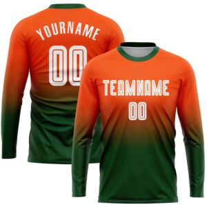 Orange White Green Sublimation Long Sleeve Fade…
