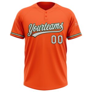 Orange White Green Two Button Unisex Softball Jersey Custom Team Softball Jersey 2 cruodt.jpg