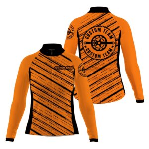 Orange Women Cycling Jersey Custom Name Cycle Gear With 3 Pockets Anti Uv Full Zip Racewear Custom Mono Cycling Jersey 2 jaurc1.jpg