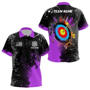 Paint Purple Target Archery Polo Shirts Custom…
