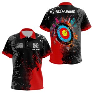Paint Red Target Archery Polo Shirts Custom…