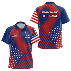 Patriotic US Flag Archery Polo Shirts Custom…