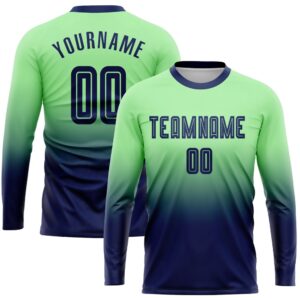Pea Green Navy Sublimation Long Sleeve Fade…