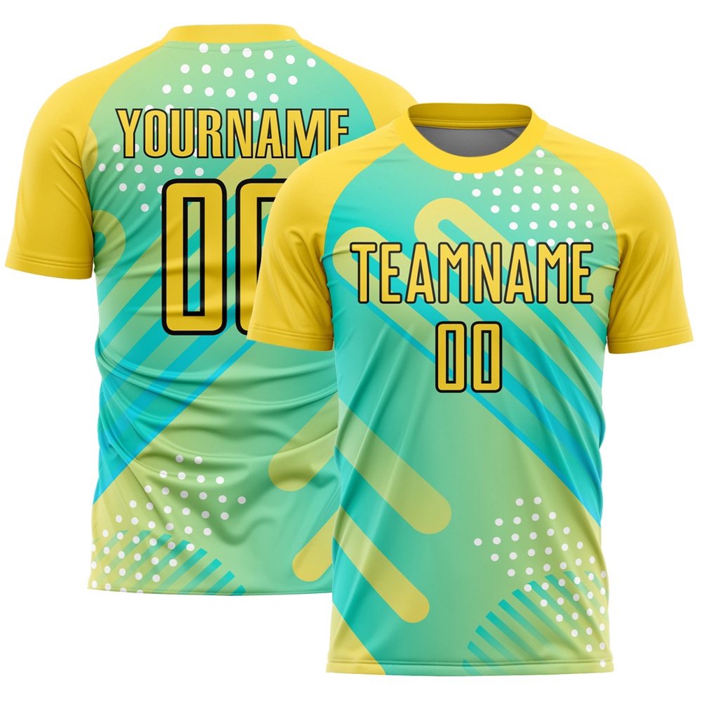 Pea Green Yellow Black Abstract Shapes Sublimation Soccer Uniform Jersey, Custom Team Soccer Jersey Shirt Pea Green Yellow Black Abstract Shapes Sublimation Soccer Uniform Jersey, Custom Team Soccer Jersey Shirt