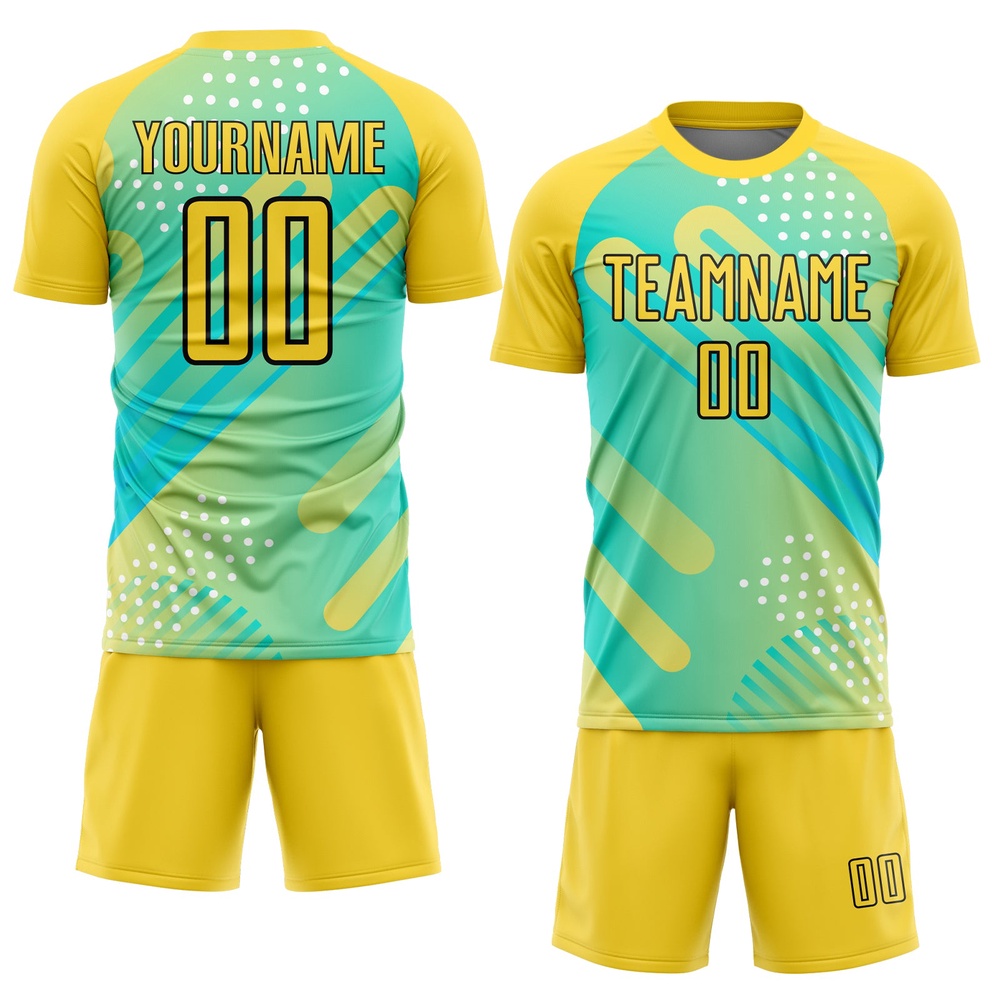 Pea Green Yellow Black Abstract Shapes Sublimation Soccer Uniform Jersey, Custom Team Soccer Jersey Shirt Pea Green Yellow Black Abstract Shapes Sublimation Soccer Uniform Jersey, Custom Team Soccer Jersey Shirt