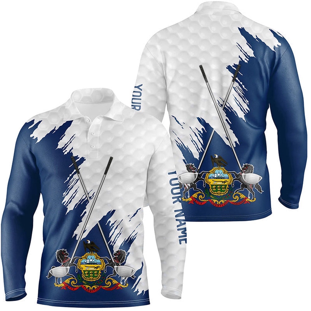 Pennsylvania Flag Golf Clubs Patriotic Custom Name White Men’s Team Men’s Golf Tops, Golf Polo Shirt, Golf Shirts Pennsylvania Flag Golf Clubs Patriotic Custom Name White Men’s Team Men’s Golf Tops, Golf Polo Shirt, Golf Shirts