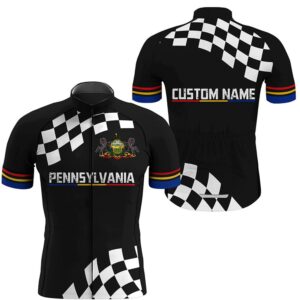 Pennsylvania Men Women Cycling Jersey Black Bike…