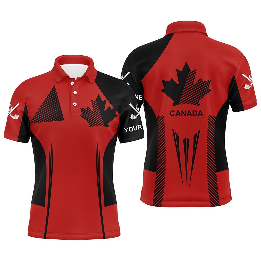 Personalized Black And Red Canada Flag Golf Polo Shirt For Men Custom Patriotic Gifts For Golf Lovers, Golf Polo Shirt, Golf Shirts Personalized Black And Red Canada Flag Golf Polo Shirt For Men Custom Patriotic Gifts For Golf Lovers, Golf Polo Shirt, Golf Shirts