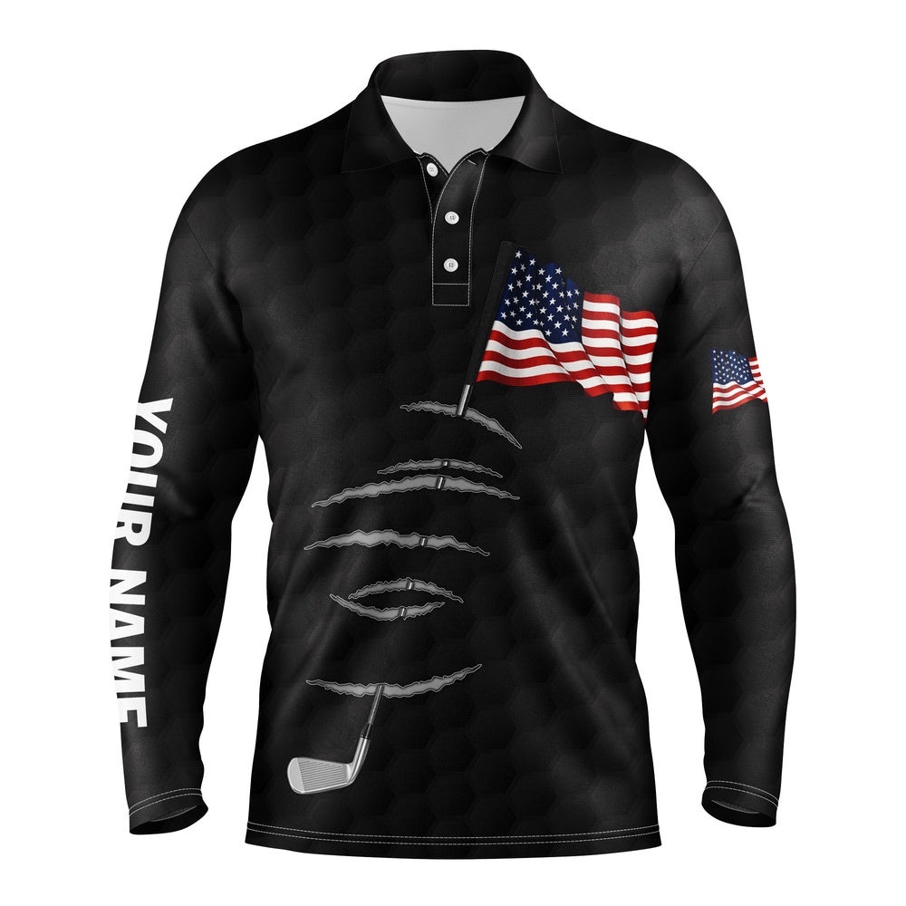 Personalized Black Golf Polos Shirt For Men American Flag Th July Custom Name Gifts For Golf Lovers, Golf Polo Shirt, Golf Shirts Personalized Black Golf Polos Shirt For Men American Flag Th July Custom Name Gifts For Golf Lovers, Golf Polo Shirt, Golf Shirts