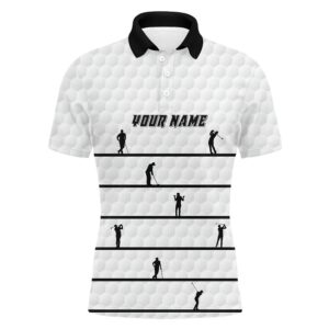 Personalized Black White Golfer Men’s Polo Shirts…