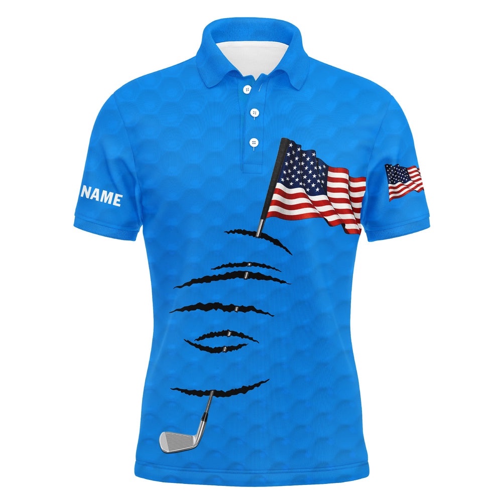 Personalized Blue Golf Polos Shirt For Men American Flag Th July Custom Name Gifts For Golf Lovers, Golf Polo Shirt, Golf Shirts Personalized Blue Golf Polos Shirt For Men American Flag Th July Custom Name Gifts For Golf Lovers, Golf Polo Shirt, Golf Shirts