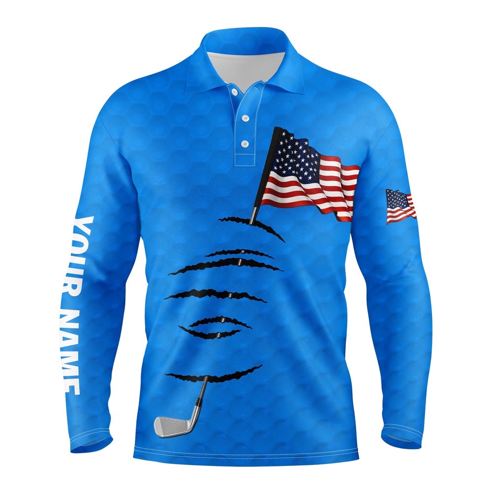 Personalized Blue Golf Polos Shirt For Men American Flag Th July Custom Name Gifts For Golf Lovers, Golf Polo Shirt, Golf Shirts Personalized Blue Golf Polos Shirt For Men American Flag Th July Custom Name Gifts For Golf Lovers, Golf Polo Shirt, Golf Shirts