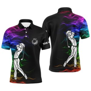 Personalized Colorful Rainbow Smoke Pattern Black Men’s…